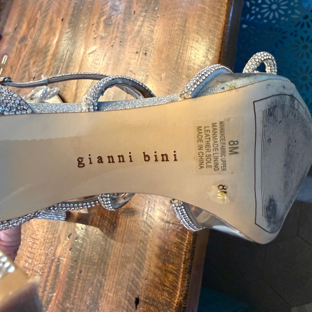 Gianni Bini Silver Crystal Strappy Pointed-Toe Heels - Picture 6 of 8